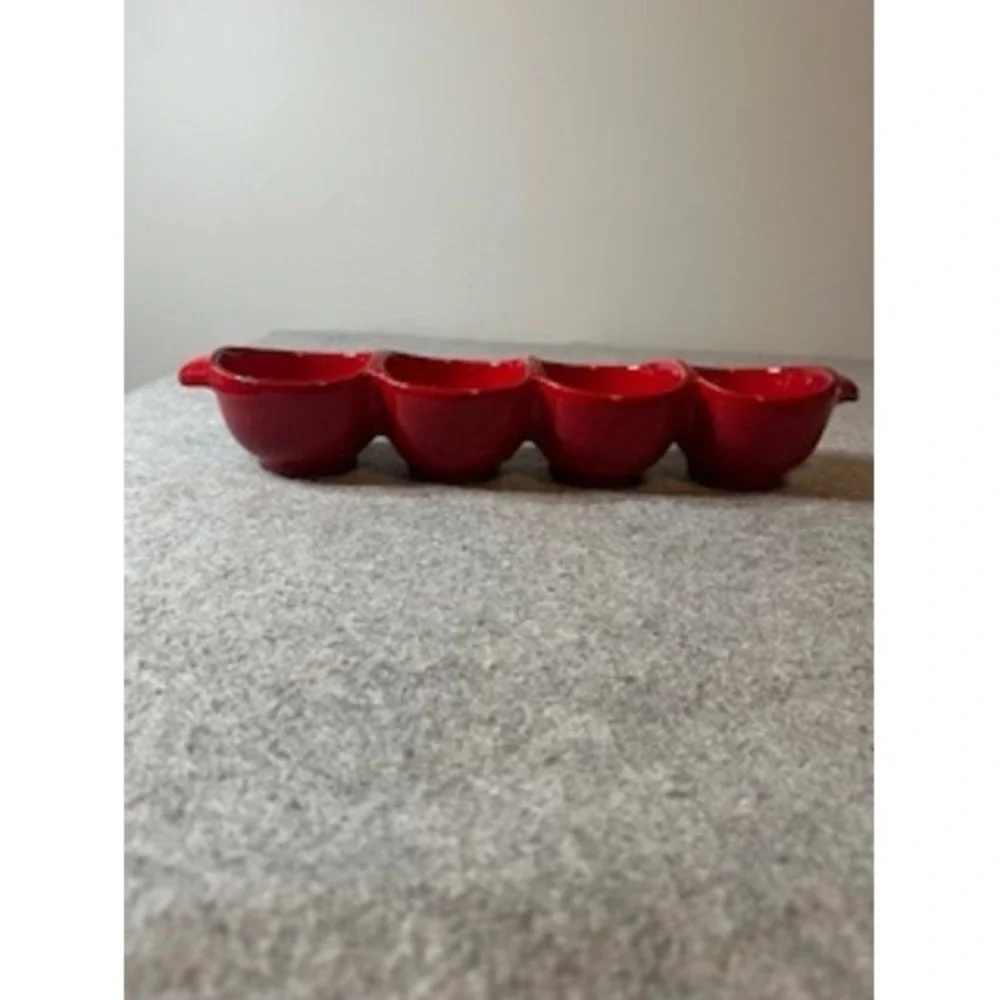 Ceramiche Virginia Italy Red Ceramic 4 Compartment Condiment Server Bowl 17in
